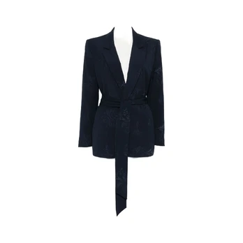 Švarkas moterims, Mėlyna, Blazer with belt