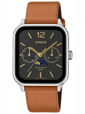 Vyriškas laikrodis Casio su rudu odiniu dirželiu kaina