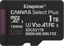Kingston microSD memory card 1TB Canvas Select+ G3 150MB/s with adapter