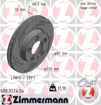 Stabdžių diskas ZIMMERMANN 600.3224.54