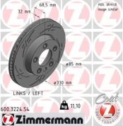 Stabdžių diskas ZIMMERMANN 600.3224.54 kaina