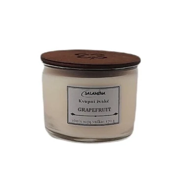 Kvapni,rankų darbo, sojų vaško žvakė 170 g. GRAPEFRUIT
