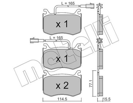 Stabdžių trinkelių rinkinys, diskinis stabdys METELLI 22-1099-0