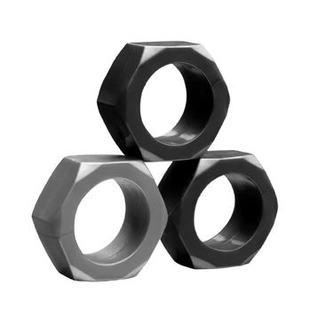 XR Brands Cock Nuts Silicone Ring Set 3 Sizes Black