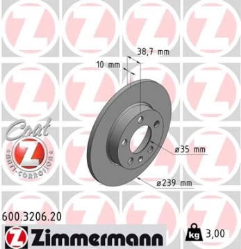 Stabdžių diskas ZIMMERMANN 600.3206.20