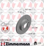 Stabdžių diskas ZIMMERMANN 600.3206.20 kaina