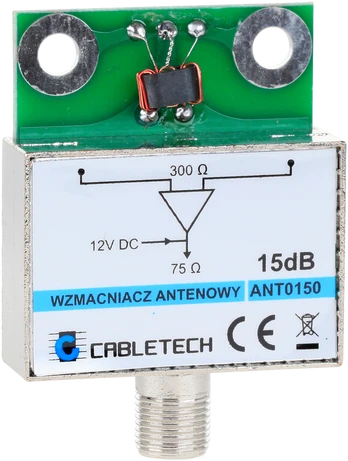 Stiprintuvas antenowy ekranowany 15dB Cabletech