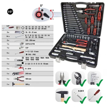 Universalus įrankių komplektas 1/2" , 47 vnt, KS Tools
