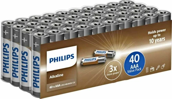 Philips šarminės AAA baterijos – 40 vnt. pakuotė