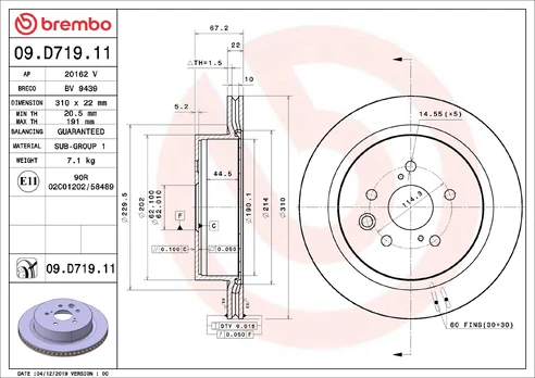 BREMBO 09.D719.11 Brake Disc