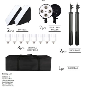 stovai su 4 apšvietimo lempomis (softbox)