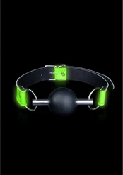 Ouch By Shots Ouch! Glow in the Dark Solid Ball Gag - Universal Size, Luminous Žalias