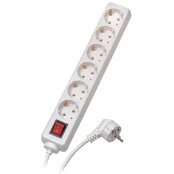 Vivanco extension cord 6 sockets 1.4m with switch, white (28260) kaina