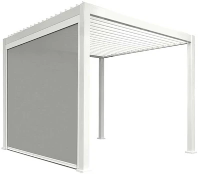 Pull-down screen for gazebo MIRADOR 4m, baltas/light pilkas