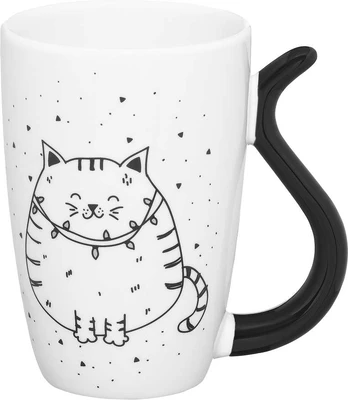 Puodelis Juodas Cat 370 ml Kot AMBITION