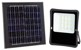 20W LED prožektorius su saulės baterija, juodas, 6000K