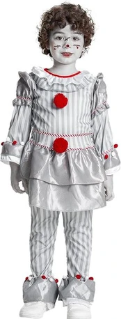 Vaikiškas kostiumas Clown, sidabrinis