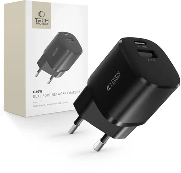 Tech-protect tinklinis įkroviklis usb-c type-c usb-a 20w telefonams iphone / galaxy