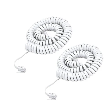 Spiralinis telefono laidas Rj9 (4p4c), 1.2m, baltas