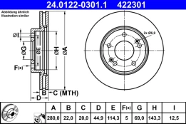 ATE 24.0122-0301.1 Brake Disc kaina