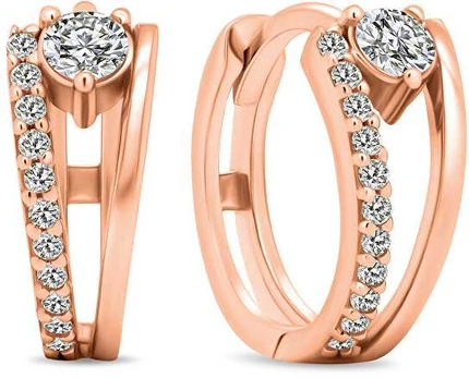 Brilio Silver Dazzling round bronze earrings with zircons EA503R