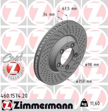 Stabdžių diskas ZIMMERMANN 460.1574.20