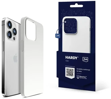 Dėklas Apple iPhone 15 Pro – 3mk Hardy Silicone MagCase sidabro-baltos spalvos