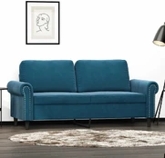 Dvivietė sofa, mėlynos spalvos, 140cm, aksomas kaina