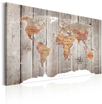 Artgeist Paveikslas - World Map: Wooden Stories