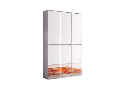 Prieškambario spintelė Trendteam Mirror, 111x34x191 cm, balta