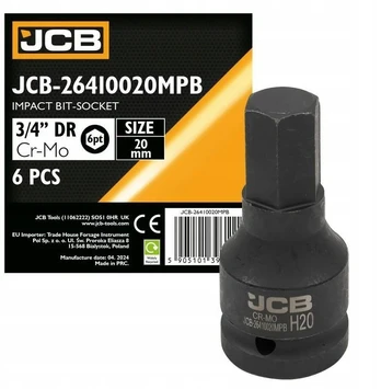 JCB Impact antgalio lizdas 3/4" 20 mm (6 taškai)