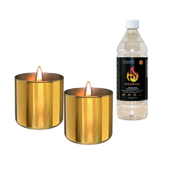 Tenderflame Gift Set, 2 Tabletop burners + 0,5 L fuel,  Lilly 8 cm Gold | 300096
