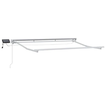 Rankinis markizės rėmas su LED Baltas 3 x 2,5 m Aliuminis