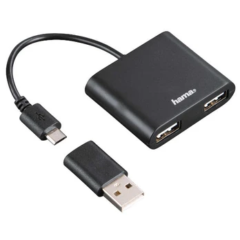 USB šakotuvas OTG Hub Hama USB micro USB 2-port 1:2