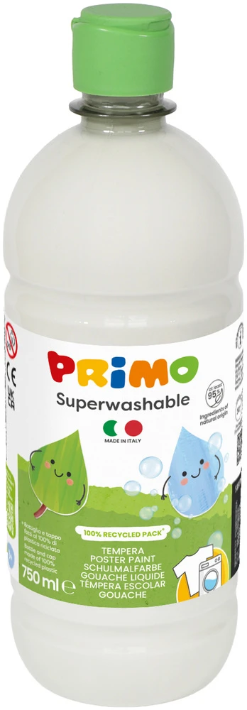 Dažai guašas Primo Superwashable, 750 ml, balta sp., 1 sp.