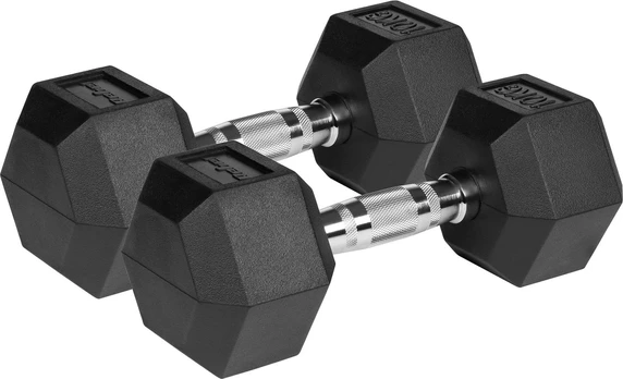 Hantle żeliwne gumowane HEX 2x10kg , REBEL ACTIVE