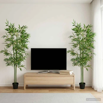 Dirbtinis bambuko medis 2 pcs Žalia 60 x 18 x 190 cm