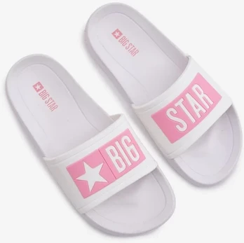 Baltos rožinės vaikiškos šlepetės Big Star