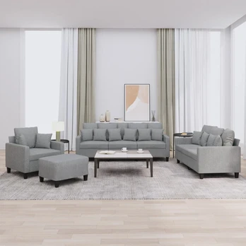 Sofa Sofos komplektas su pagalvėmis, 4 dalių, pilkas, audinys