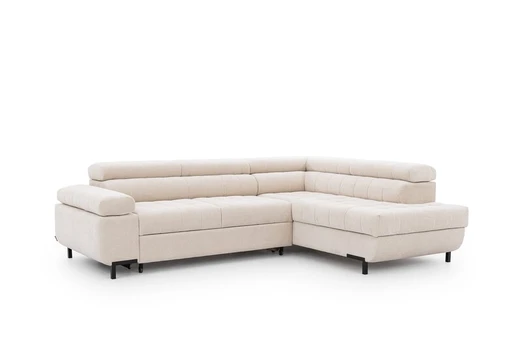 Kampinė sofa Tyrion L, 203x340x98 cm, smėlio spalvos
