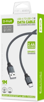 D-Fruit cable USB-A - USB-C 1m, grey (DF441C) | 50473 kaina
