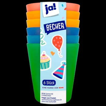 Plastikiniai puodeliai JA!, 6 vnt.