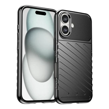 „Thunder“ dėklas iPhone 16 Plus silikoniniam dėklui – juodas