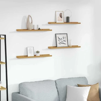Sieninės lentynos 4 pcs Smėlio 60 x 9 x 3 cm Apdirbta mediena