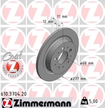 Stabdžių diskas ZIMMERMANN 610.3704.20