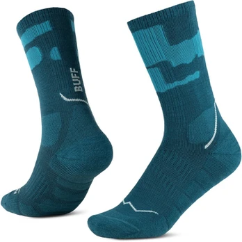 BUFF Merino MW Crew Socks MWC2 Socks, Blue-Turquoise L