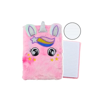Lean Plush Notebook Lined Unicorn Rožinė Rainbow