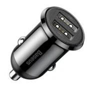BASEUS CCALLP-01 12-24V 2xUSB 4.8A įkroviklis, juodas