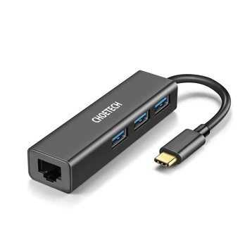 Adapteris CHOETECH USB Type-C – 1x RJ-45, 3x USB Type-A