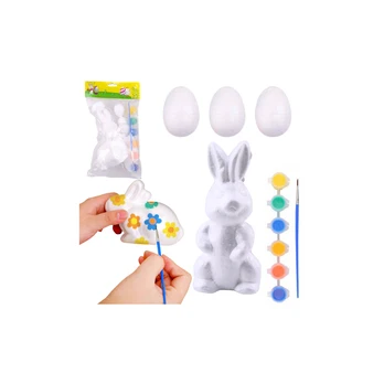 Lean Toys Easter Set Styrofoam Eggs 3pcs Bunny Figurine Paints